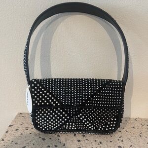 STAUD Black and White Polka Dot Shoulder Bag